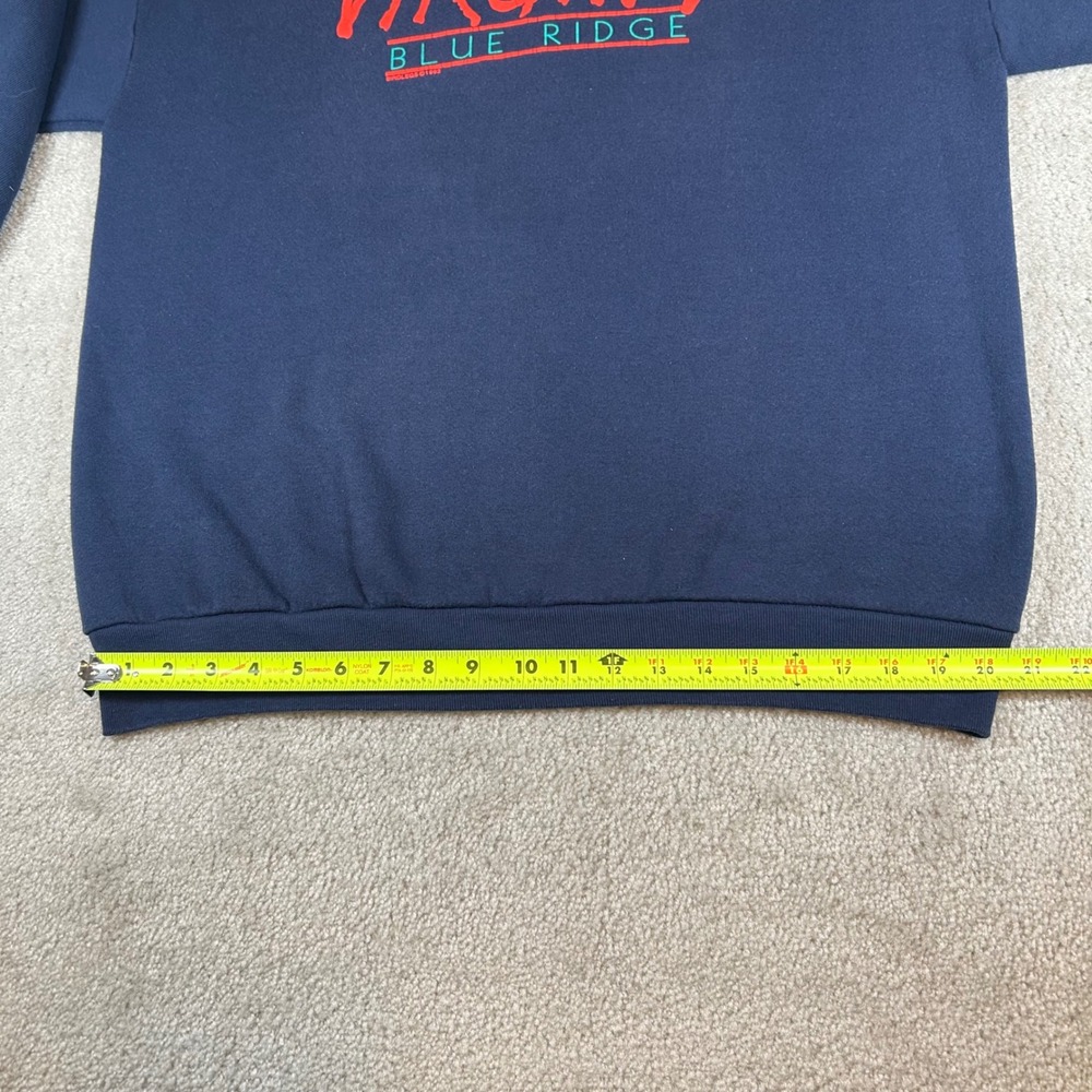 Vintage Fruit of the Loom Sweatshirt Mens XXL Navy Blue 1992 Virginia Blue Ridge - Picture 8 of 11